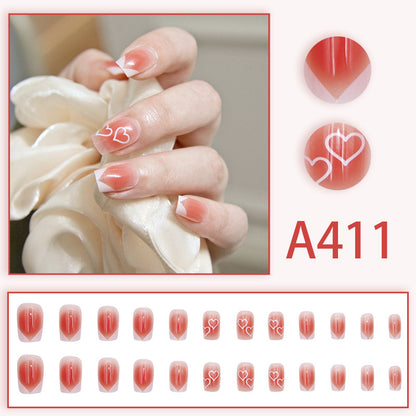 Blooming French Aurora Fake Nails: Stylish & Wearable